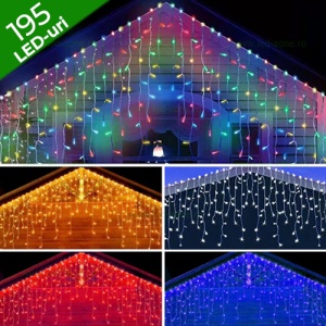 Instalatie LED Perdea Turturi 8x0.7m Exterior Flash Fir Alb Cauciucat - Img 1