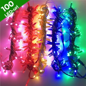 Instalatie Pom Craciun 100 LED-uri Exterior Fir Cauciucat si Colorat