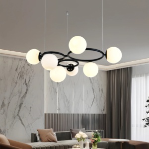 Lustra 7 Socluri E27 Negru/Alb LZ6805-7