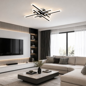 Lustra LED 120W Neagra cu Telecomanda LZ133