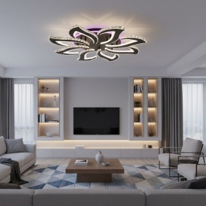 Lustra LED 208W Neagra 3 Functii RGB Dimabila cu Telecomanda LZ7316
