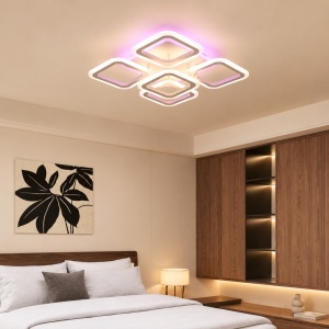 Lustra LED 90W Alba 3 Functii cu Telecomanda LZ72-4+1 RGB