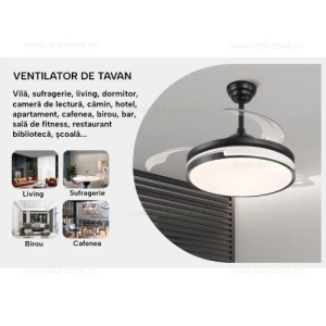 Lustra LED Rotunda cu Ventilator si Telecomanda LZ410YY Alb - Img 4