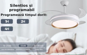 Lustra LED Rotunda cu Ventilator si Telecomanda LZ417YY Alb - Img 2