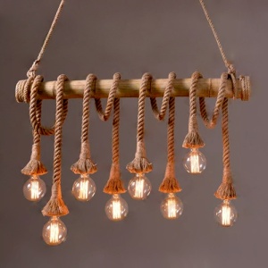Lustra Rustic Bambus 8 Socluri E27