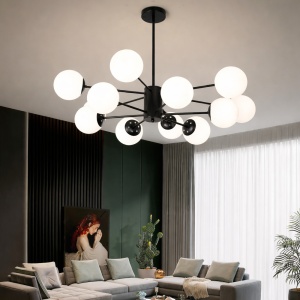 Lustra Suspendata 12 Socluri E27 Neagra LZ618-12