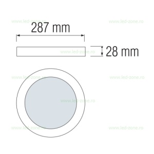 Panou LED 28W Rotund D29cm Aplicat Alb - Img 2