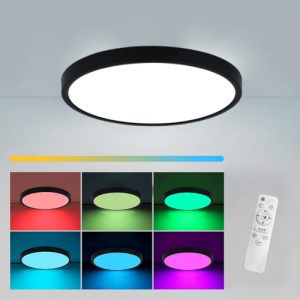 Panou LED 50W D-40cm Aplicat Negru RGB-CCT cu Telecomanda