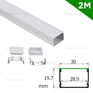Profil Aluminiu Aplicat Dispersor Mat 2M 28.9MM - Img 4