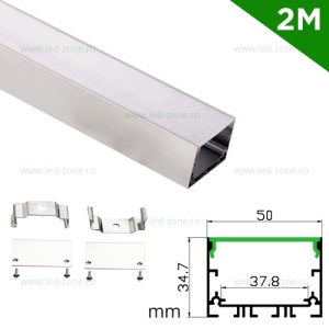 Profil Aluminiu Aplicat Dispersor Mat 2M 37.8MM - Img 1