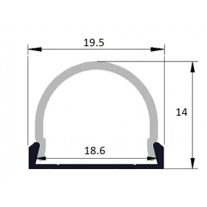 Profil Aluminiu Aplicat Dispersor Mat Convex 2M 19.5MM