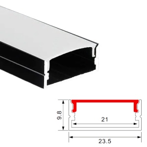 Profil Aluminiu Aplicat Negru Dispersor Alb 2M 21MM - Img 2
