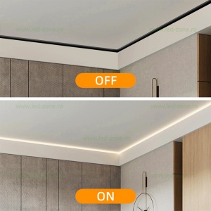 Profil Aluminiu Aplicat Negru Dispersor Negru 1M 12.4MM - Img 3