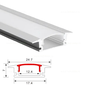 Profil Aluminiu Incastrat Dispersor Alb 2M 12.4MM Plat - Img 2