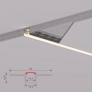 Profil Aluminiu Incastrat Sub Tencuiala Dispersor Alb 2M 12.7MM - Img 2