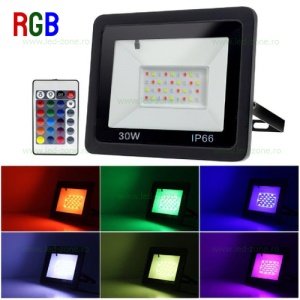 Proiector LED 30W SMD2835 Slim RGB Telecomanda - Img 1