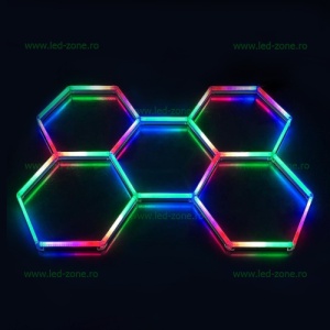 Set 5 Hexagoane LED Honeycomb RGBW Digitale Tuburi 440mm - Img 8