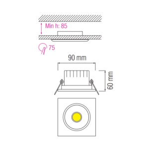Spot LED 5W COB Patrat Mobil Alb Victoria - Img 3