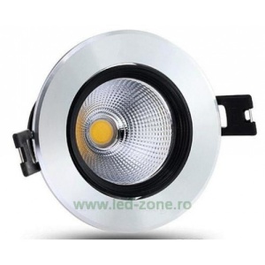 Spot LED 9W COB Rotund Mobil Argintiu - Negru