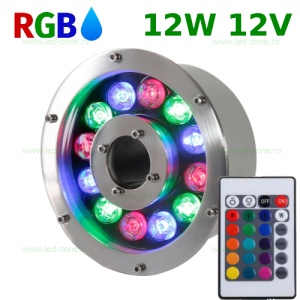 Spot LED Fantana 12x1W Rotund RGB 12V Submersibil - Img 1