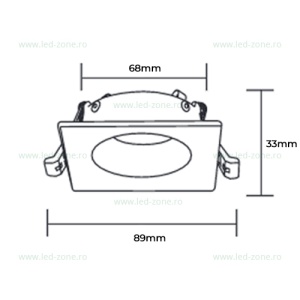 Suport Incastrat 1 Bec Spot LED GU10 Patrat KAKTUS IP65 - Img 4