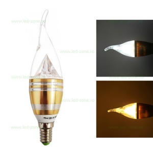Bec LED E14 4W Flacara Clar Auriu