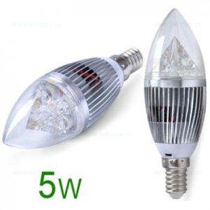 Bec LED E14 5W Lumanare Clar - Img 1