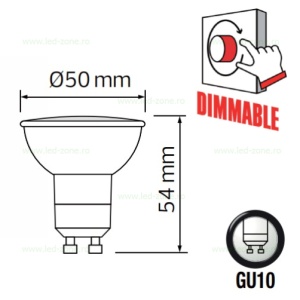 Bec Spot LED GU10 10W Clar 220V Dimabil VISION - Img 2