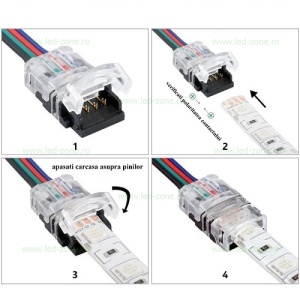 Conector Alimentare 4 Pini IP44 Banda LED SMD 5050 RGB