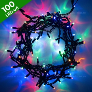 Instalatie Pom Craciun 100 LED-uri Diverse Culori Fir Negru 8m - Img 1