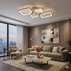 Lustra LED 100W Alba 3 Functii Dimabila cu Telecomanda LZ6604-2+2