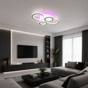 Lustra LED 120W Alba 3 Functii cu Telecomanda LZ82 RGB