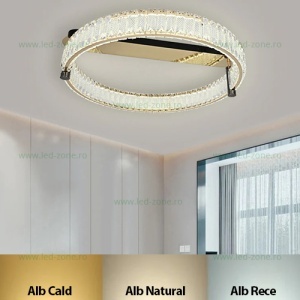 Lustra LED 128W 3 Functii Dimabila cu Telecomanda Cristal LZR9048-600