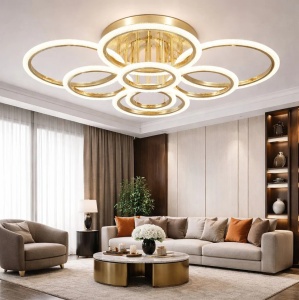 Lustra LED 208W Aurie 3 Functii Dimabila cu Telecomanda LZ9180/2+2+2+2