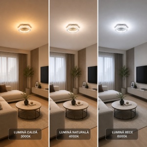 Lustra LED 60W Dimabila 3 Functii cu Telecomanda Cristal LZ9123