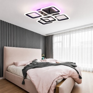 Lustra LED 90W Neagra 3 Functii cu Telecomanda LZ72-4+1 RGB