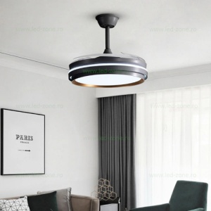 Lustra LED Rotunda cu Ventilator si Telecomanda LZ417YY Negru - Img 5
