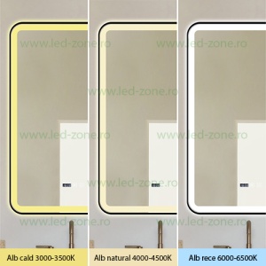 Oglinda Baie LED 60x90cm Touch Ceas Dezaburire LZJ136 - Img 3