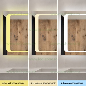Oglinda Baie LED 90x60cm Touch Ceas Dezaburire LZJ116 - Img 3