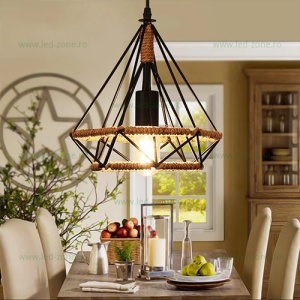 Pendul Soclu E27 Rustic Negru 40cm LZC009-1P