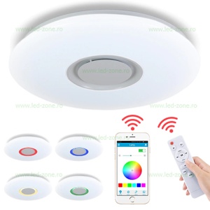 Plafoniera LED 36W 3 Functii + RGB Difuzor Bluetooth Telecomanda - Img 1