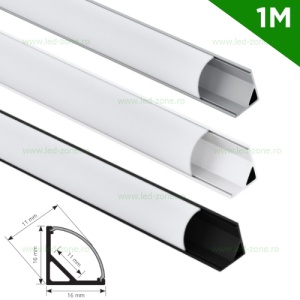 Profil Aluminiu Aplicat 90 Grade Dispersor Mat 1M 11MM LZ9894 - Img 1