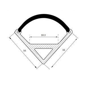 Profil Aluminiu Aplicat 90 Grade Dispersor Mat Convex 2M 10.3MM - Img 2