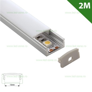 Profil Aluminiu Aplicat Alb Dispersor Mat 2M 12MM - Img 1