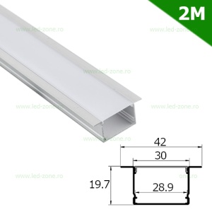 Profil Aluminiu Incastrat Dispersor Mat 2M 28.9MM LZ8564 - Img 5