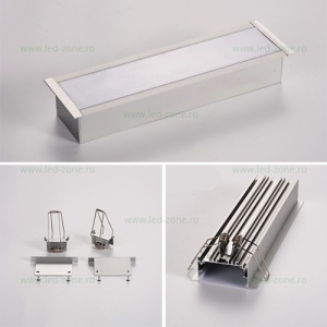 Profil Aluminiu Incastrat Dispersor Mat Clipsuri 1M 37.8MM - Img 2