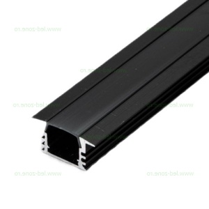 Profil Aluminiu Incastrat Negru Dispersor Negru 1M 12.2MM - Img 2