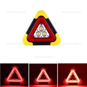 Proiector LED 3xCOB De Avertizare Triunghi Solar si Acumulator - Img 3
