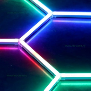 Set 2 Hexagoane LED Honeycomb RGB Digital Tuburi 440mm - Img 2