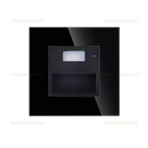Spot LED 1.5W Patrat Negru Trepte Senzor Sticla